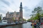 Amsterdam, Netherlands - May 6, 2015: People At Westerkerk (west Stock Photo