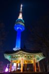 Seoul - December 18 : N Seoul Tower December 18,2014 In Seoul,kr.it Marks The Highest Point In Seoul Stock Photo