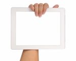 Hand Holding Tablet Computer Stock Photo