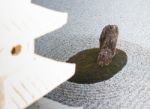 Rock Lantern In Zen Garden Stock Photo