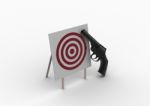 Black Gun With Target Board Stock Photo