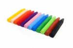 Colored Wax Crayons On Isolated Stock Photo