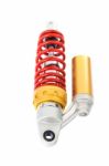 New Red Motorcycle Suspension Stock Photo