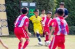 Bangkok, Thailand - Nov 2016: In The Nov 23, 2016. Youth Soccer Match, In Pieamsuwan Elementary School Stock Photo