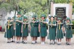 Student 11-12 Years Old, Scout Assembly, Teepangkorn Scout Camp In Samut Sakhon Thailand Stock Photo