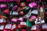 Colourful Padlocks Next To Romeo And Juliet's Balcony Verona Stock Photo