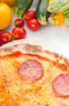 Italian Original Thin Crust  Pepperoni Pizza Stock Photo