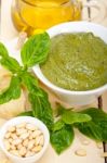 Italian Basil Pesto Sauce Ingredients Stock Photo