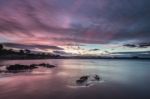 Spectacular Sunset On The Beach Of Arnao, Asturias, Spain, Stock Photo