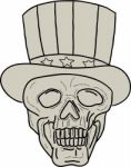 Uncle Sam Top Hat Skull Drawing Stock Photo