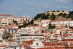 Lisbon Cityscape With Sao Jorge Castle Stock Photo