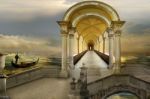 Colonnade With Arcades To Heaven Stock Photo