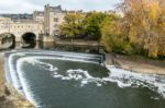 View Of Pulteney Bridge In Bath Stock Photo