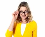 Happy Woman With Eyeglasses Stock Photo