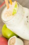 Apple Smooties In Glass Jar Stock Photo