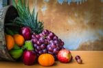 Fruits In A Basket Stock Photo