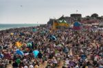 Crowded Eastbourne Beach For The Airbourne Show Stock Photo