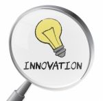 Innovation Magnifier Indicates Magnification Innovating And Searches Stock Photo