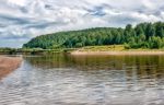 Landscape With River And Forest Stock Photo