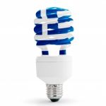 Greece Flag On Energy Saving Lamp Stock Photo