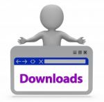 Downloads Webpage Represents Downloading Files 3d Rendering Stock Photo