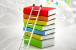 Colorful Books And Ladder Stock Photo