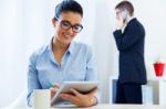 Business People Working In The Office With Digital Tablet Stock Photo