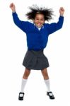 Pretty African School Girl Dances In Full Swing Stock Photo