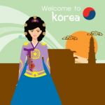 Korea Women National Dress   Design And Background Stock Photo