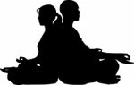 silhouette Couple Doing Meditation Stock Photo