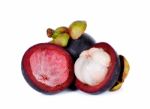 Mangosteen Isolated On The White Background Stock Photo