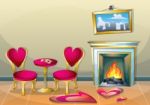 Cartoon  Illustration Interior Valentine Room With Separated Layers Stock Photo