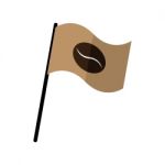 Coffee Bean On Fly Flag  Illustration Stock Photo