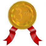 Gold Seal Red Ribbon 3rd Stock Photo