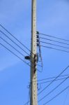 Many Using Electric Pole Confused Stock Photo