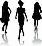 Silhouette Fashion Girls Stock Photo