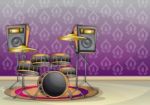 Cartoon  Illustration Interior Music Room With Separated Layers Stock Photo