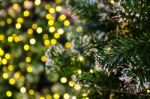 Decorated Christmas Tree With Electric Light And Christmas Balls Stock Photo