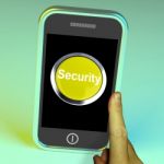 Security Button On Mobile Screen Stock Photo