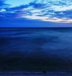 Couple Meeting Sunset Ocean Painting Background Backdrop Stock Photo