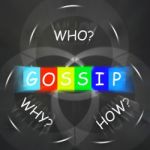 Gossip Words Displays Who What When Where And Why Stock Photo