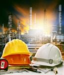 Working Table Of Engineer In Oil Refinery Industry Plant Use For Stock Photo