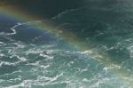 Beautiful Background With The Water Near Amazing Niagara Falls With A Rainbow Stock Photo