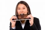 Asian Businesswoman With Tablet Stock Photo