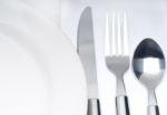 Cutlery Set On A Table Stock Photo