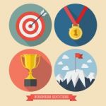 Business Success Flat Style Icons Stock Photo