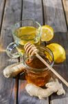 Ginger Tea With Honey And Lemon Stock Photo