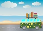  Passenger Van Car With Seascape Background Stock Photo