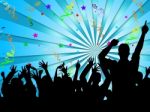 Party Silhouettes Shows Disco Dancing And Celebration Stock Photo