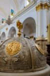 Marbella, Andalucia/spain - July 6 : Font Cover In The Church Of Stock Photo